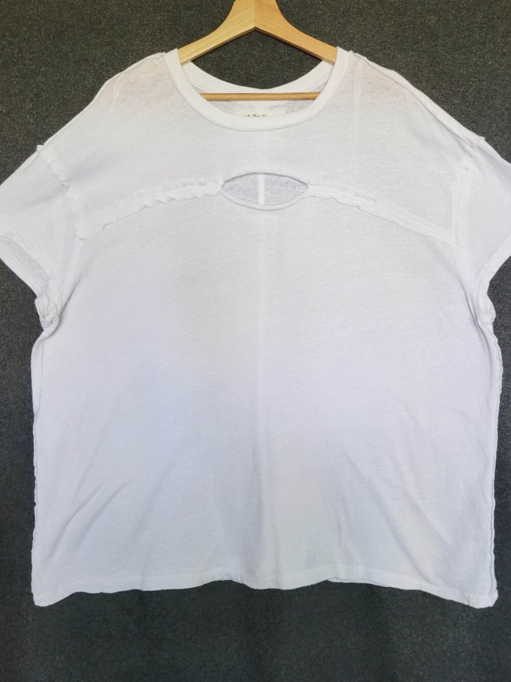 We the Free Women’s L White Cotton T-Shirt Dropped Shoulders Top